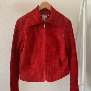 Vintage AMI suede leather and knit coat